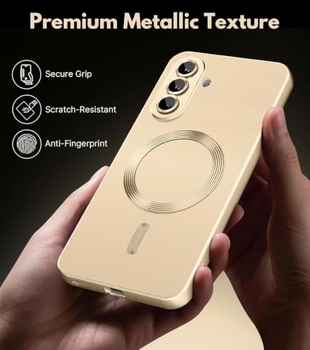Image of DIZORO Samsung A37 Case, Compatible with Mag Safe Back Cover, Matte Luxury Metallic Luster Flexible TPU Wireless Charging Shockproof Case with Camera Protector (Metallic Silver)