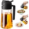 SWEET VIEW Olive Oil Spray Bottle, 470ml 2 In 1 Glass Oil Dispenser/Pour & Sprayr Bottle, Kitchen Accessories, Kitchen Gadgets for Air Fryer, Salad, BBQ(Black)