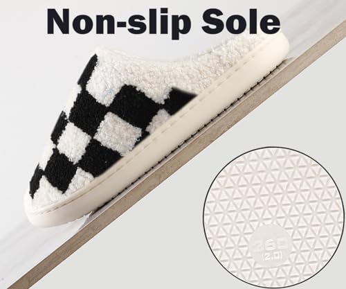 Checkered Slippers - Men & Women's Funny, Fluffy House & Outdoor Shoes - Memory Foam, Warm, Plush Bedroom Slippers for Winter3