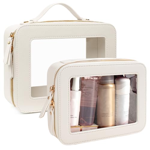 FFpaw Travel Clear Makeup Bag Set, Mahjong Tile Bag TSA Approved Cosmetic Bag Case with Zipper Portable Makeup Pouch Toiletry Bag Traveling Cosmetic Organizer Storage Bag Car Organizer Car Essentials