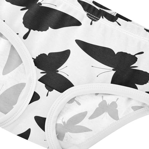 Cotton Toddler Underwear Floral Black Butterfly Silhouettes White Girl Panties Cute Fun Underpants Briefs 2t4