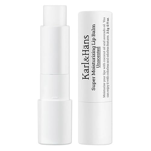 Karl&Hans Bálsamo labial súper hidratante, sin perfume, con aceite de coco y aguacate para reparación y cuidado de labios, calma e hidrata los