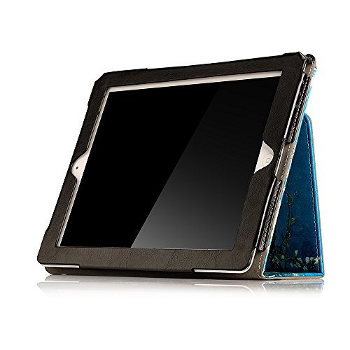 Ruban Folio Case For Ipad 2 3 4 (Old Model) 9.7 Inch Tablet - [Corner Protection] Slim Fit Smart Stand Protective Cover Auto Sleep/Wake, Apricot Blossom #TOP3