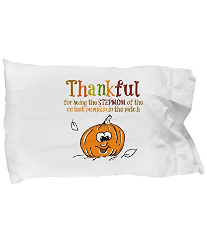 BarborasBoutique Stepmom Gifts from Stepdaughter - Thankful for Being The Stepdad of The Cutest Pumpkin in The Patch - Pillowcase