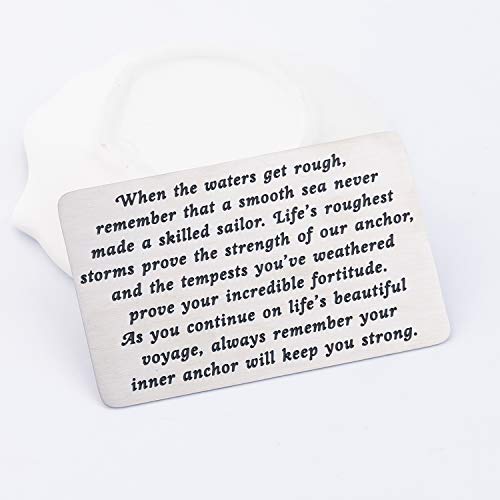 FUSTMW Inspirational Gifts Engraved Wallet Insert Life's Roughest Storms Prove The Strength of Our Anchors Sailor Gifts Navy Encouragement Gift (Anchors Engraved Wallet)4
