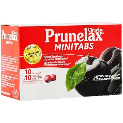 Prunelax Ciruelax Regular Strength Laxative Mini Tablets - Overnight Relief for Occasional Constipation, Senna Extract, Vegan & Gluten-Free, Gentle Relief - 100ct Cover