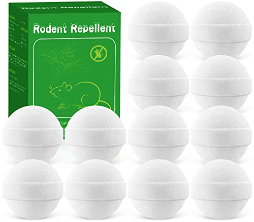 12 Pack Rodent Repellent, Natural Peppermint Oil Mouse and Rats Repellent, Peppermint Pest Control Balls for Mice, Roaches, Moles, Squirrels, Ants, Moths, Indoor & Outdoor Use, Safe for Pets & Kids 