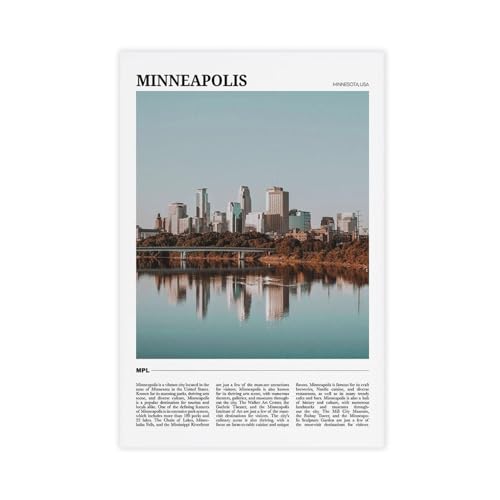 FtAmHbf Minneapolis Tourist Attractions, Minnesota, USA Poster Bedroom Decor Sports Landscape Office Room Decor Gift Style:Unframe 12x18inch