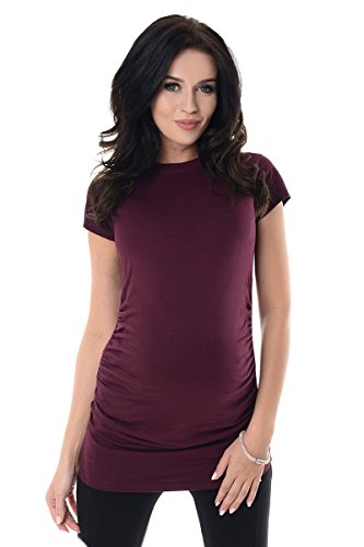 Purpless Maternity Plain Cotton Top Pregnancy T-Shirt Tee for Pregnant Women 5025 (6, Plum)
