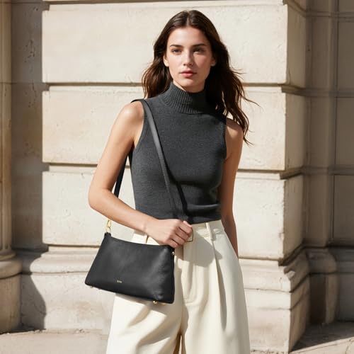 Kattee Genuine Leather Crossbody Bags for Women 2025 Trendy, Leather Tote Purses Shoulder Handbags with 2 Removable Straps3