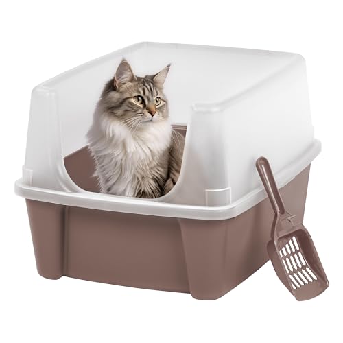 Iris Ohyama Arenero Gato con Pala, hasta 7kg, Topo, Caixa de areia para Gatos, Caja, para Gatos Grandes y pequeños, Cagadero, Caixa, WC, Fácil Limpieza, Libre de BPA, Cat Litter Box, CLH-12