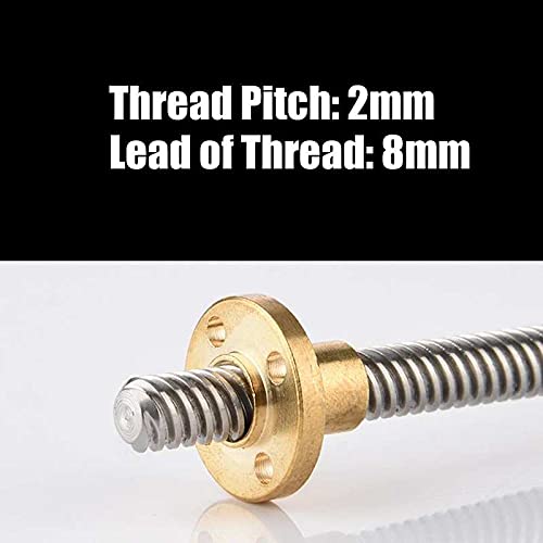 Lysee 3D Printer Parts & Accessories - T8 8mm Trapezoidal Stainless Steel Threaded Rod Lead Screw & Brass Nut for 3D Printer Fine producing and Practical - (Size: 500mm)