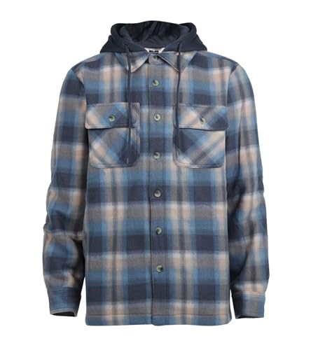 Image of LeeHanTon Mens Heavyweight Hoodies Casual Zip Up Plaid Flannel Shirt Jackets Winter Thick Berber Lined Fleece Coat