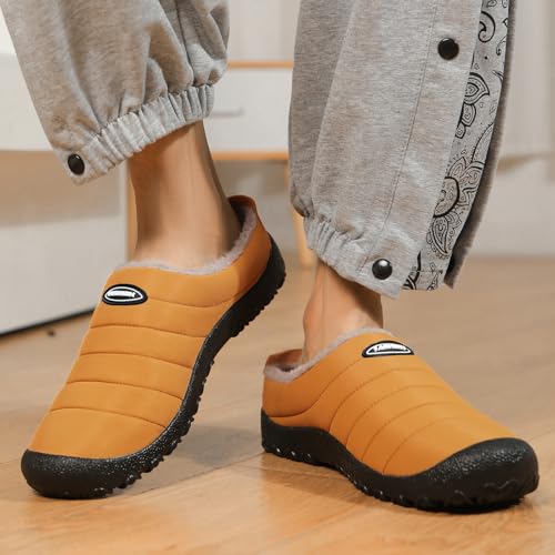 Rojeam Mens Womens Winter Warm Slippers Fur Lined House Shoes Non-Slip for Indoor Outdoor4