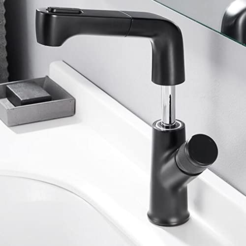 Robinet de lavabo noir avec douchette extractible pour le nettoyage de la salle de bain