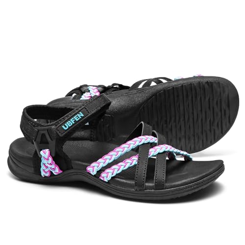 Image of UBFEN Womens Hiking Comfortable Sport Sandals Outdoor Walking | Casual Lightweight Water Sandals with Adjustable Straps Arch Support for All-day Wear, Beach, Vacation, Adventure, Camping