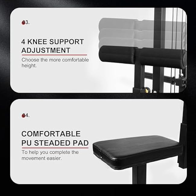 LAT All-in-one Machine with High and Low Pulley Station, LAT PullDown and LAT Row Cable Machine, LAT Tower with Adjustable Leg Support for Home Gym Total Body Training