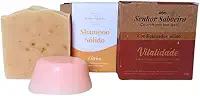 Kit Shampoo e Condicionador Natural em Barra para Cabelos Oleosos - Controle da Oleosidade e Definição Capilar