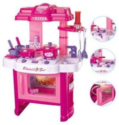 Image of Pink Plastic Kitchen Set for Kids