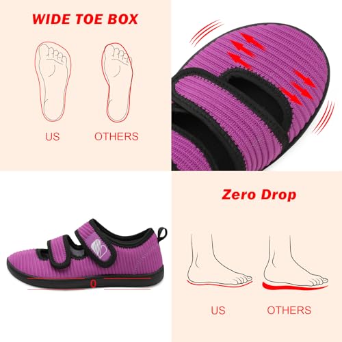 Image of Besroad Womens Walking Shoes Wide Diabetic Shoes Adjustable Barefoot Casual Sneakers Breathable Zero Drop Arthritis Edema Sneakers Indoor Outdoor