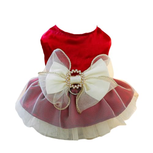 犬服 ペット服犬 ウェディングドレス ワンピース レース ドッグウェア お姫様 スカート チュール 可愛い 蝶結び 通気性 袖なし 着脱簡単 小中型犬 犬猫用 洋服 記念撮影 結婚式 コスチューム パーティー ペット用品