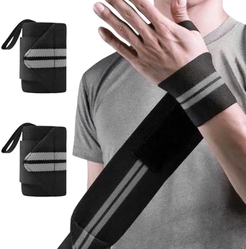 2 x Elastic Sports Gym Wristbands, Professional Wrist Wraps for G...
