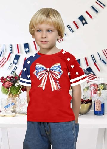 Image of CAZYCHILD Girls 4th of July USA Shirt American Flag Patriotic T-Shirt Independence Day Outfit for Kids 5-14Years