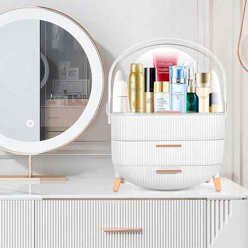 Preppy Makeup Organizers,Skincare Organizer for College Students,Portable Cosmetic Organizer Makeup Caddy for Dorm,Bathroom,Dresser Cosmetic Storage Box. (WHITE) - Image 4