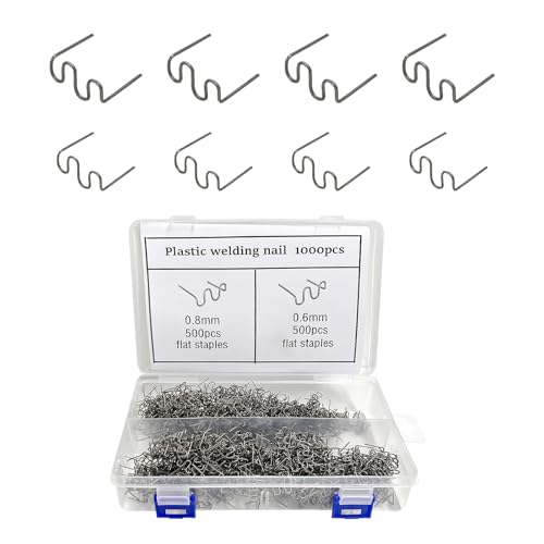 BWBWND 1000PCS Hot Staples Welding Rods 0.6mm 0.8mm Wave Bumper Repair Welding Staples with Storage Box Hot Plastic Welder Staple for Repair Car Bumper Dashboard Plastic Supplies
