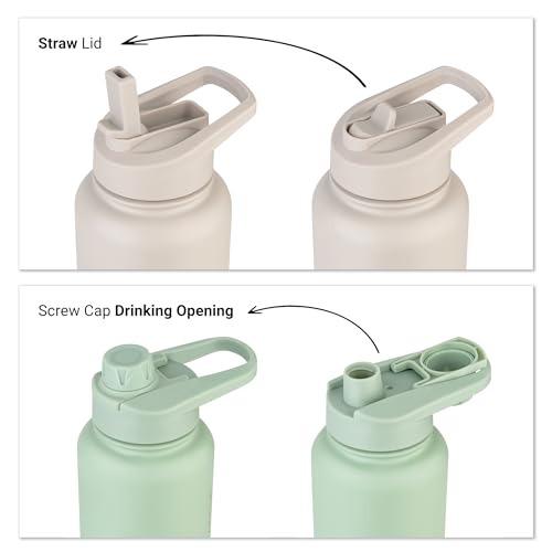 VINSUN Stainless Steel Water Bottle with Straw 750ml, Leakproof, BPA Free, Straw Lid, Drinking Opening - Image 2