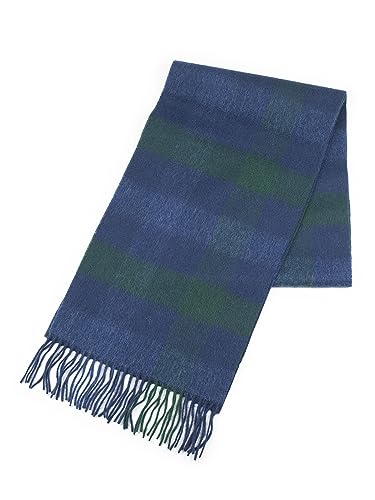 REALITY&FANTASY Cashmere and 100% soft Lambs Wool Plaid Tartan Winter Scarf for Men and Women (Blue Green Plaid)