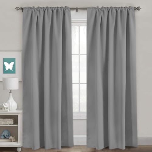 Image of H.VERSAILTEX Blackout Curtains Thermal Insulated Window Treatment Panels Room Darkening Blackout Drapes for Living Room Back Tab /Rod Pocket Bedroom Draperies, 52 x 96 Inch, Grey, 2 Panels