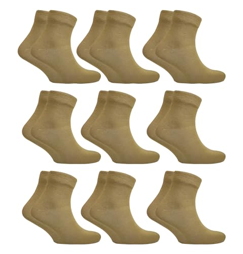 Image of Men & Women Police Khaki Dress Ankle Length Comed Cotton Socks Trekking Training Free Size - Pack Of 9 Pairs
