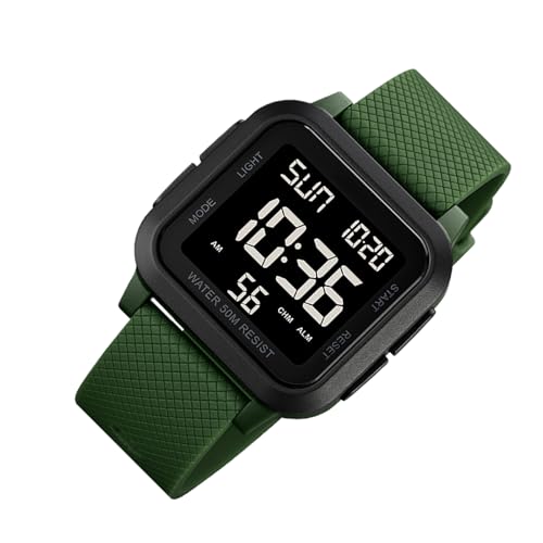 Reloj deportivo digital para hombre, reloj cuadrado de 1.57 pulgadas, reloj cronómetro para correr, resistente al agua hasta 50 m, relojes digitales deportivos para natación, buceo, trabajo diario y