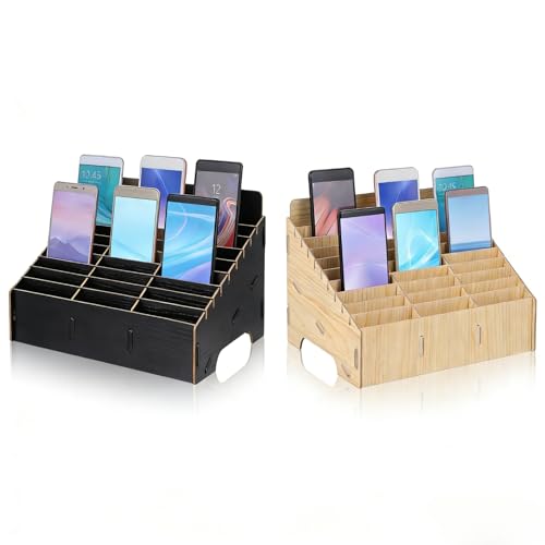 SOIMISS Handygarage Schule mit 30 Fächer + 30 Fächer Handy Aufbewahrung, Holz handy aufbewahrungsbox, Praktische handyaufbewahrung für Klassenzimmer, Büro, Schule, Schulungen & Seminare Organizer