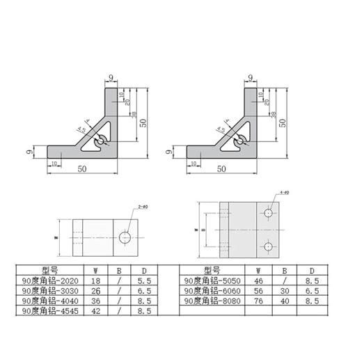Aluminium-Winkelverbinder – robust mit Befestigungselementen für DIY-Projekte und Rahmenmontage