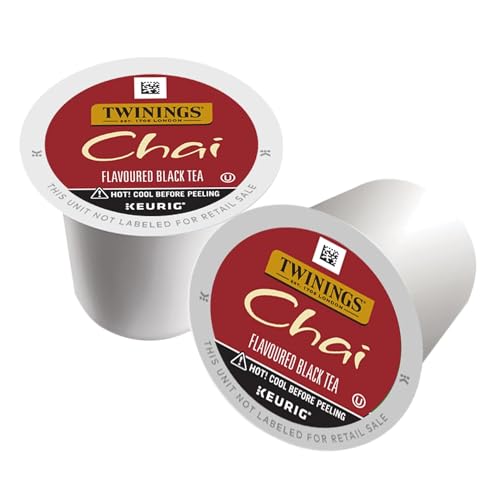 Image of Twinings Chai Black Tea K-Cup Pods for Keurig, 24 Count (Pack of 2), Naturally Sweet and Savoury Spice Flavors, Caffeinated, Enjoy Hot or Iced