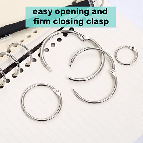 Loose Leaf Binder Rings 1 Inch, Metal Book Rings for Index Cards 100 Pack, Heavy Duty Nickel Plated Great for Flashcards, Home, School and Office