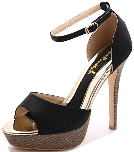 YooPrettyz Women Peep Toe Dress High Heel Ankle Strap Prom Shoes Wedding Platform Pumps
