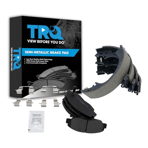 TRQ Front and Rear Brake Pad Set Semi Metallic Hardware Compatible with 1990-2002 Honda Accord