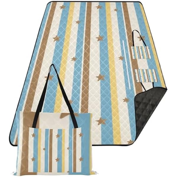 Koce plażowe składana piknikowa mata ogrodowa 202 cm x 152 cm dla dzieci koc koncertowy, retro vintage paski zielone