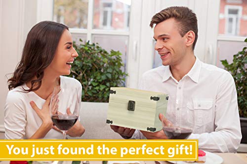 Zen Earth Inspired Rustic Kitchen Recipe Box - Handcrafted Pine Wood With Card Holder Grooves Holds 200+ 4"X 6" Recipe/Index Cards | 50 Garden Vegetable Recipe Cards & 1 Clear Card Protector #TOP4