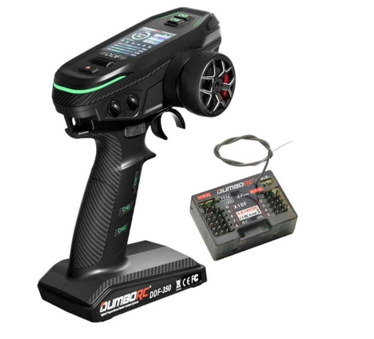 s-idee® RC-Auto - Fernbedienung mit 10-Kanal Empfänger für Hobbyisten & Technik-Enthusiasten - DDF350, Metall, schwarz,Auto,Panzer,Boot usw.