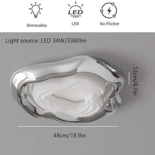 Plafonnier LED géométrique argenté 36W de 53cm à intensité variable - 4