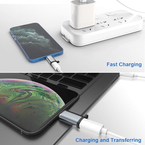 AXFEE 2PCS Light-ning to USB-C Adapter, USB-C Adapter Lighting Cable to USB Type C Adapter with Fast Charging and Data Syncing, Compatible with iPhone 15, iPad, MacBook, Samsung Galaxy, Type C Devices - Image 6