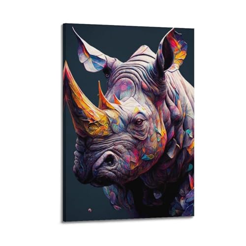 Rhinocéros impression sur toile haut de gamme décoration murale salon koanga 60x90