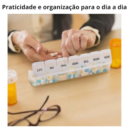 Porta Comprimido Semanal Medicamentos Remédios Suplementos Vitaminas Cápsulas Organizador Uso Diário