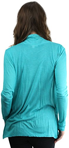 Image of ToBeInStyle Womens Open Front Long Sleeve Lightweight Asymmetrical Draped Cardigan with Side Pockets