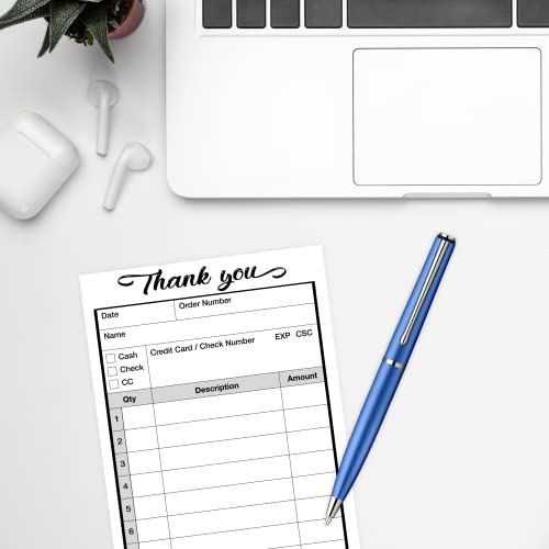 Order Forms Pad, Invoice Book For Small Business, Work Receipt, 2 Part Carbonless, 50 Sets Each, 3.4 X 5.5 Inches (Thank You) #TOP2