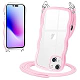 capinnidu Crystal Clear iPhone 14 Plus Case with Crossbody Strap Adjustable Lanyard Detachable Trans